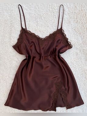 Y2K Vintage Self Esteem Babydoll Satin Cami Top Lace Trim Fairy Coquette Large